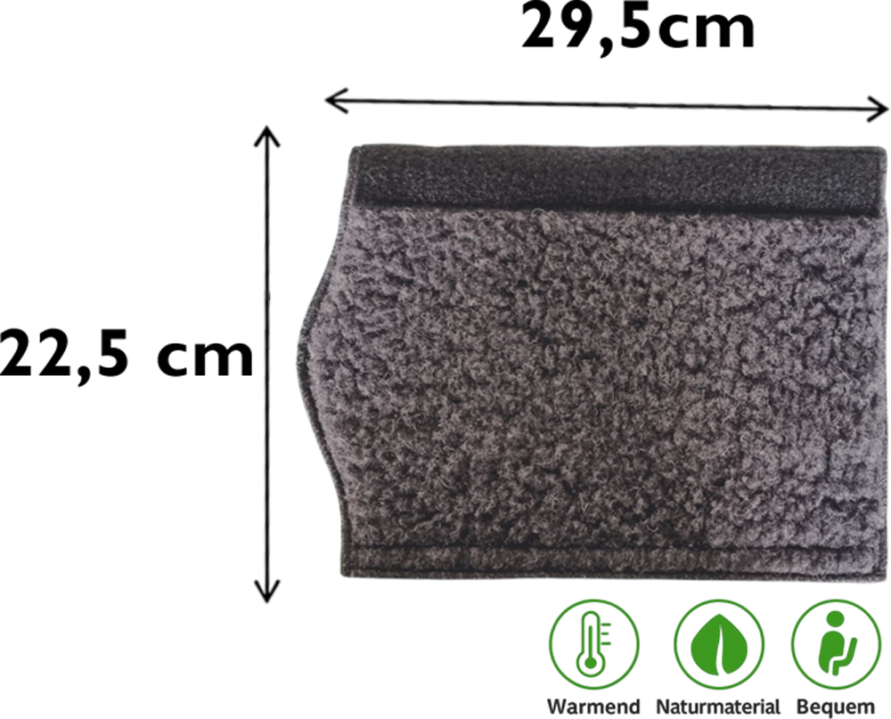 Rollstuhlsitzpolster aus echter Schurwolle, Sitzkissen mit Rücklehne und zwei Armauflagenschoner für Rollstühle, Farbe: anthrazit, Schurwoll-Rollstuhl-Set