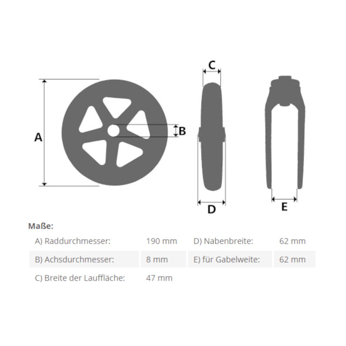 Vermeiren Ersatzrad für Rollator 286b Maße