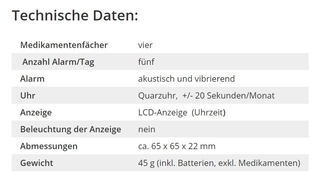 Tablettenbox Scala Vergiss Nix mit Vibrationsalarm