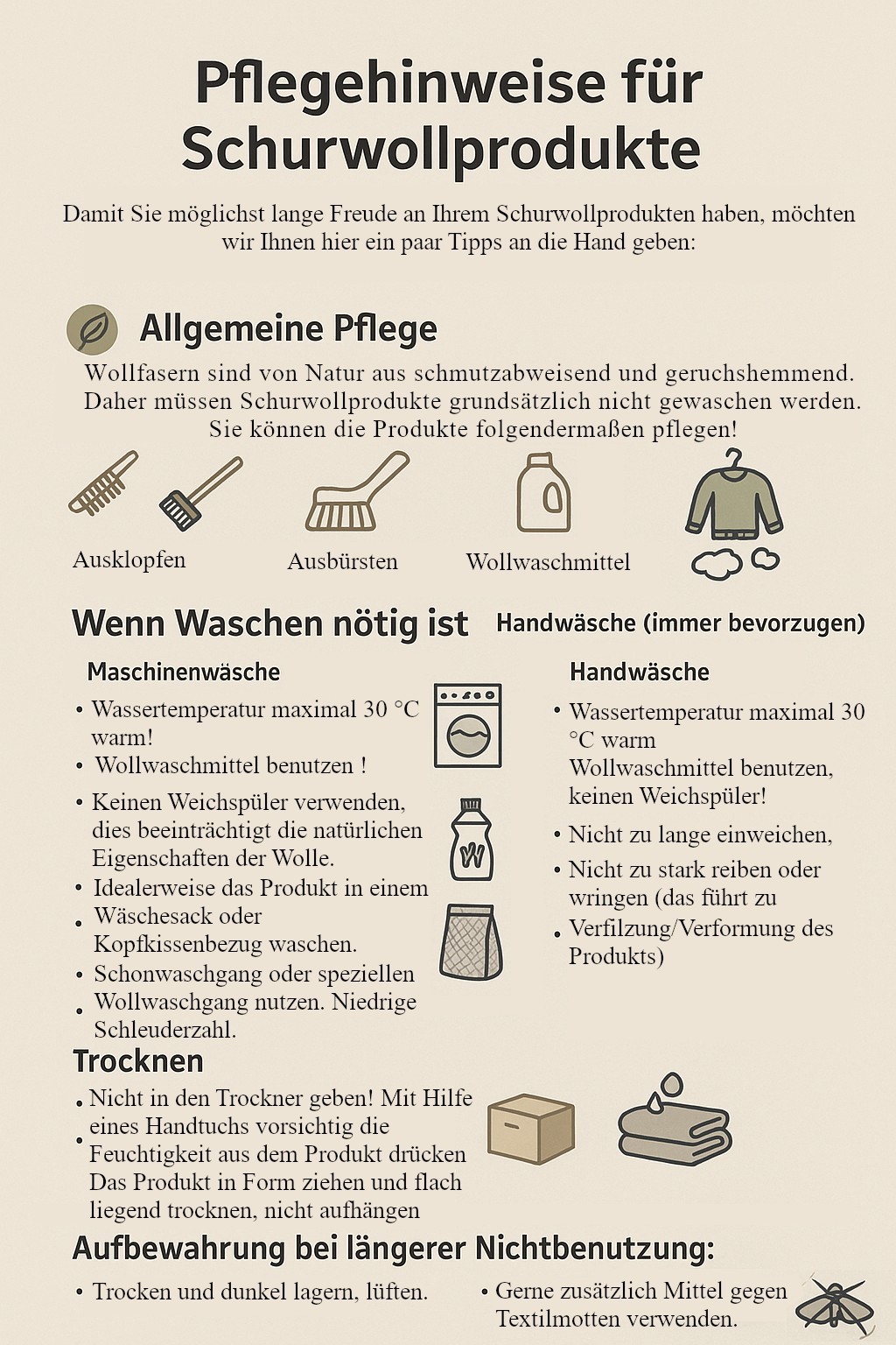 Rollstuhlsitzpolster aus echter Schurwolle, Sitzkissen mit Rücklehne und zwei Armauflagenschoner für Rollstühle, Farbe: natur, Schurwoll-Rollstuhl-Set