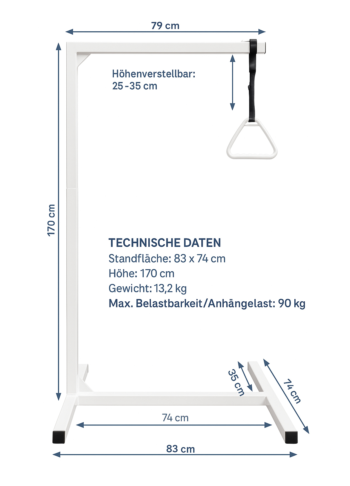 Bettaufrichter Classic Careline B-210, freistehend bis 130 KG Körpergewicht, inklusive zweiten Griff, FP5120111