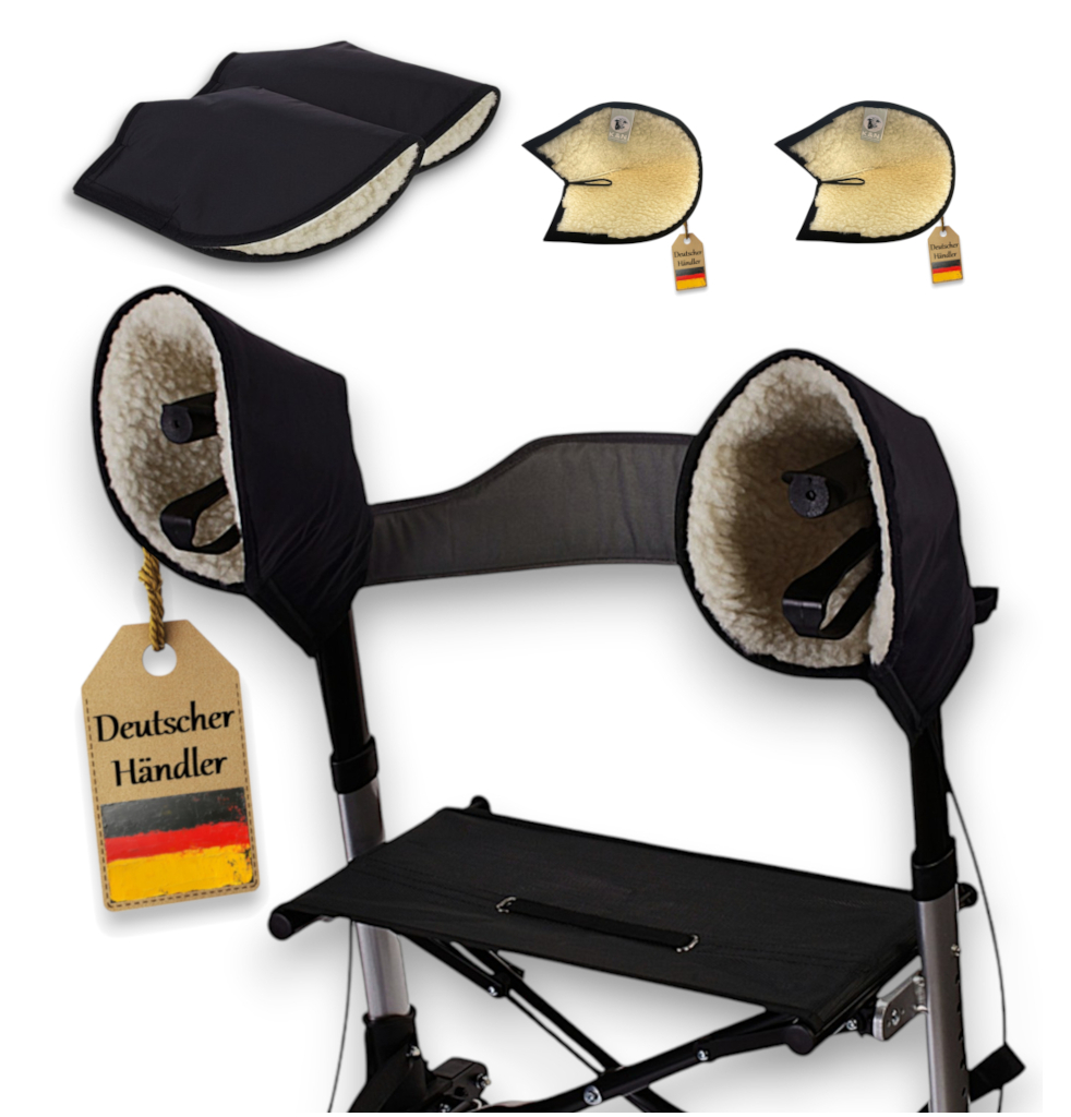 Rollator Handschuhe mit 100% Schurwolle, Schurwollhandschuhe, Handwärmer für Rollatoren und Rollstühle