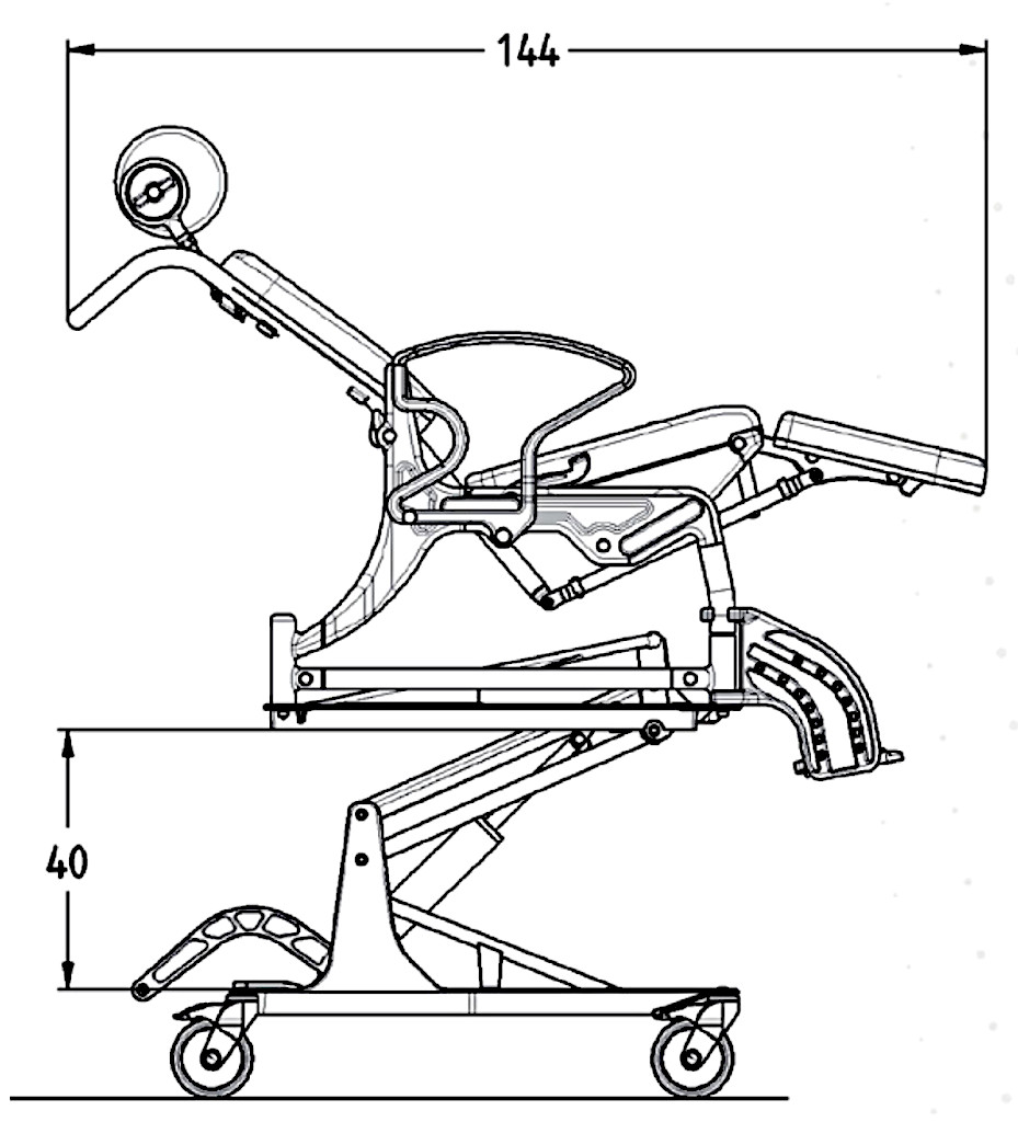 Rebotec Phoenix – Hydraulisch höhenverstellbarer Multifunktionsrollstuhl mit Hygieneausschnitt & Eimeraufnahme | bis 150 kg belastbar