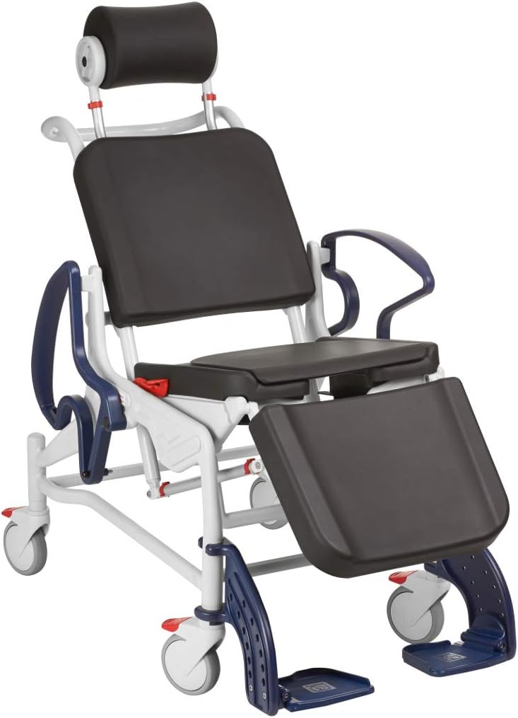 Rebotec Phoenix 200 – Multifunktionsrollstuhl mit Liege-, Dusch- & Toilettenfunktion | Höhenverstellbar | Bis 200 kg belastbar | Pflegestuhl Made in Germany