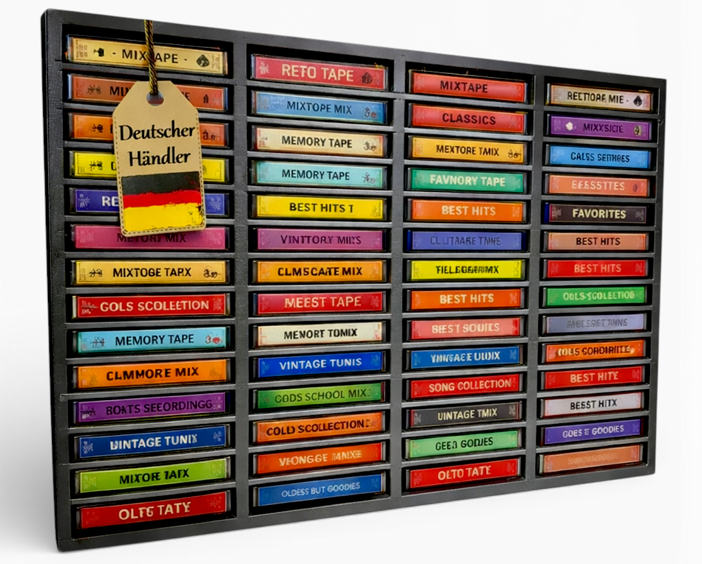 FabaHome MC Regal für 60 Kassetten, Holz Schwarz