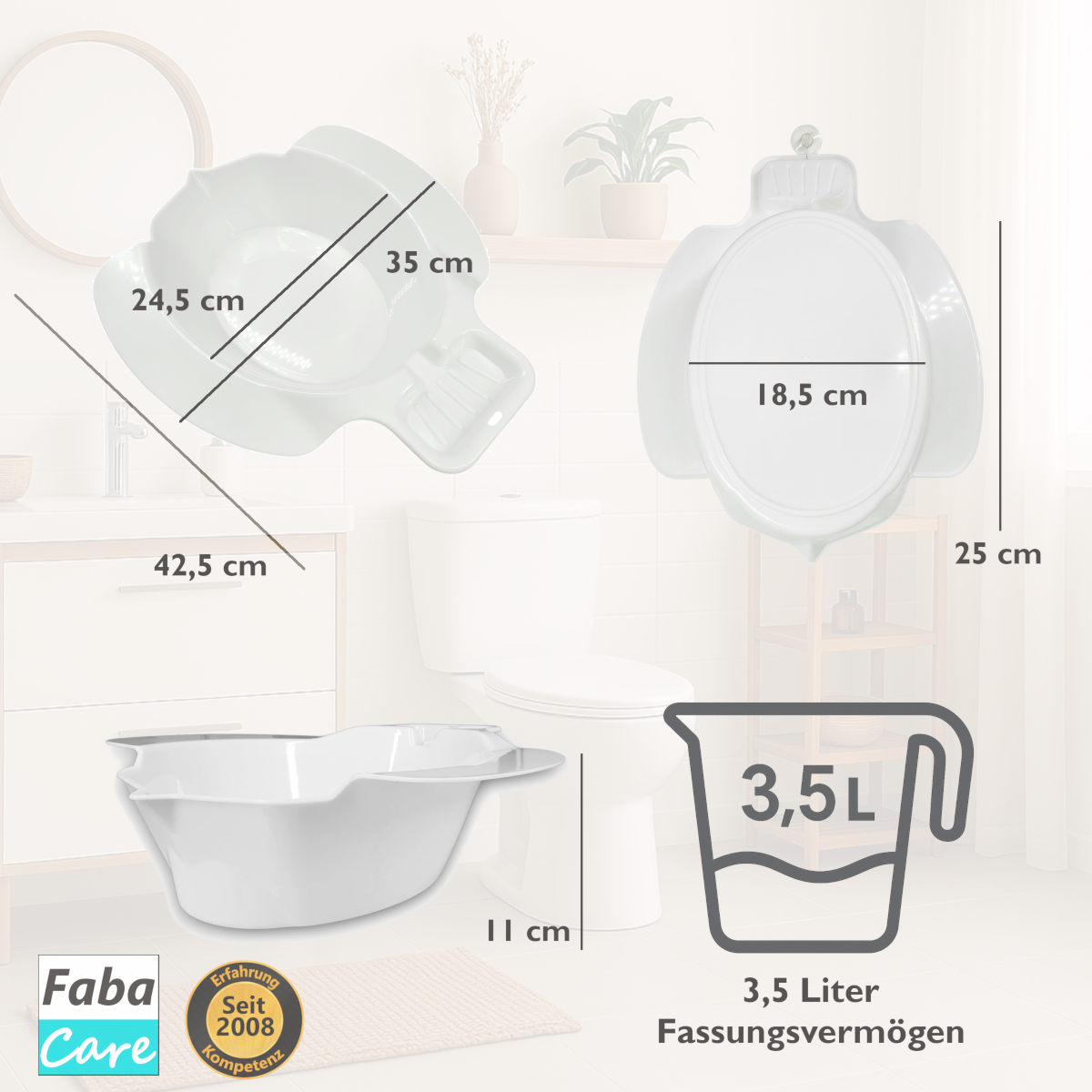 Bidet Einsatz für WC, 3,5 Liter Füllmenge, Sitzbad weiß