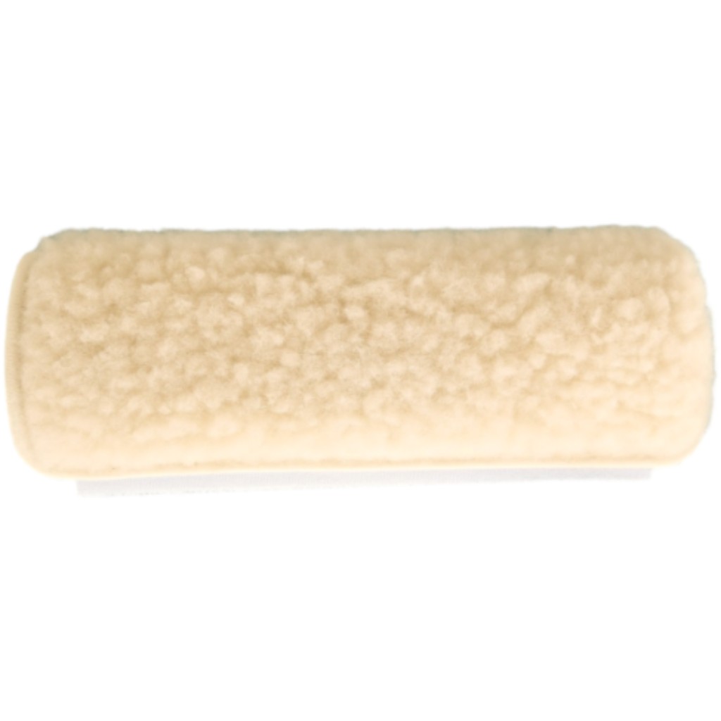 Rollstuhlsitzpolster aus echter Schurwolle, Sitzkissen mit Rücklehne und zwei Armauflagenschoner für Rollstühle, Farbe: natur, Schurwoll-Rollstuhl-Set