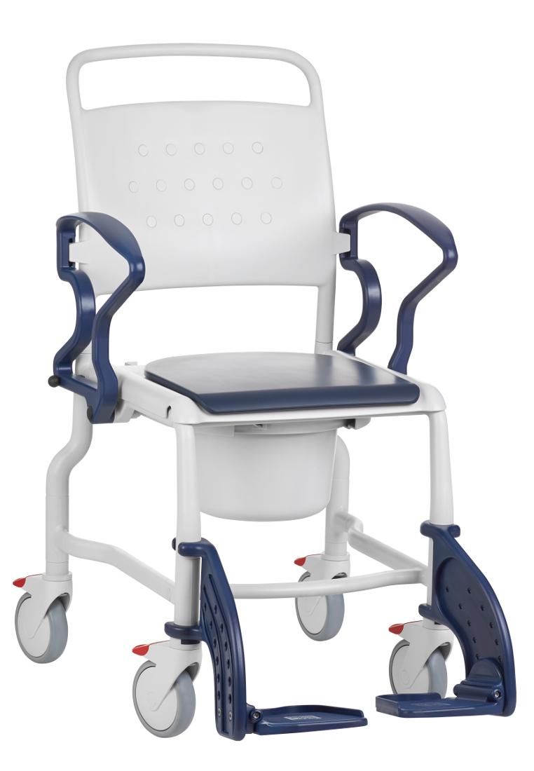 Rebotec XXL Toilettenrollstuhl Boston Grau/Blau