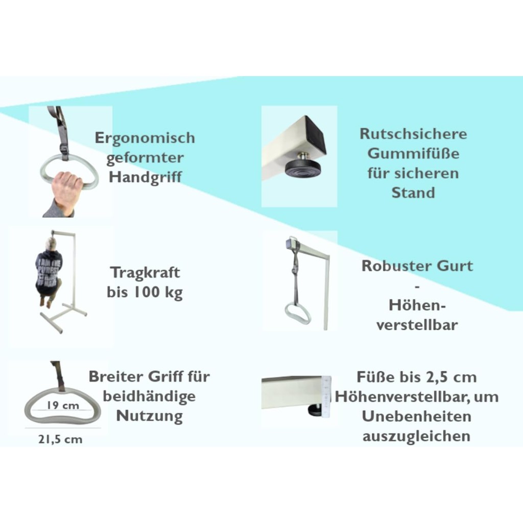 Rehaforum Bettaufrichter, freistehende Aufstehhilfe für das Bett mit Rolko Griff