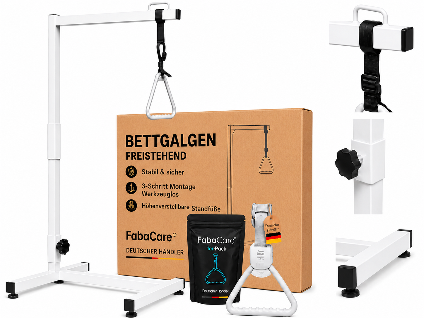 Rehaforum Bettaufrichter, freistehende Aufstehhilfe für das Bett mit Automatikgriff