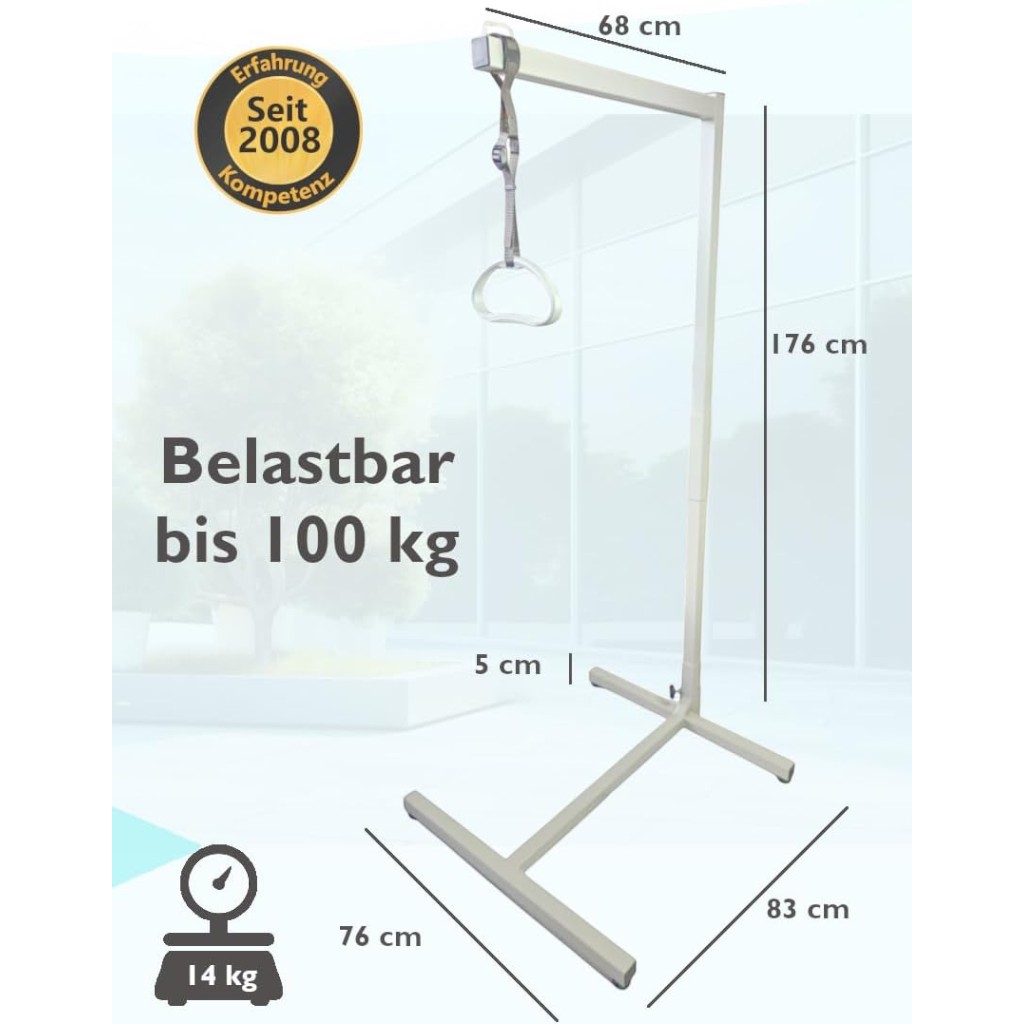 Rehaforum Bettaufrichter, freistehende Aufstehhilfe für das Bett mit Rolko Griff