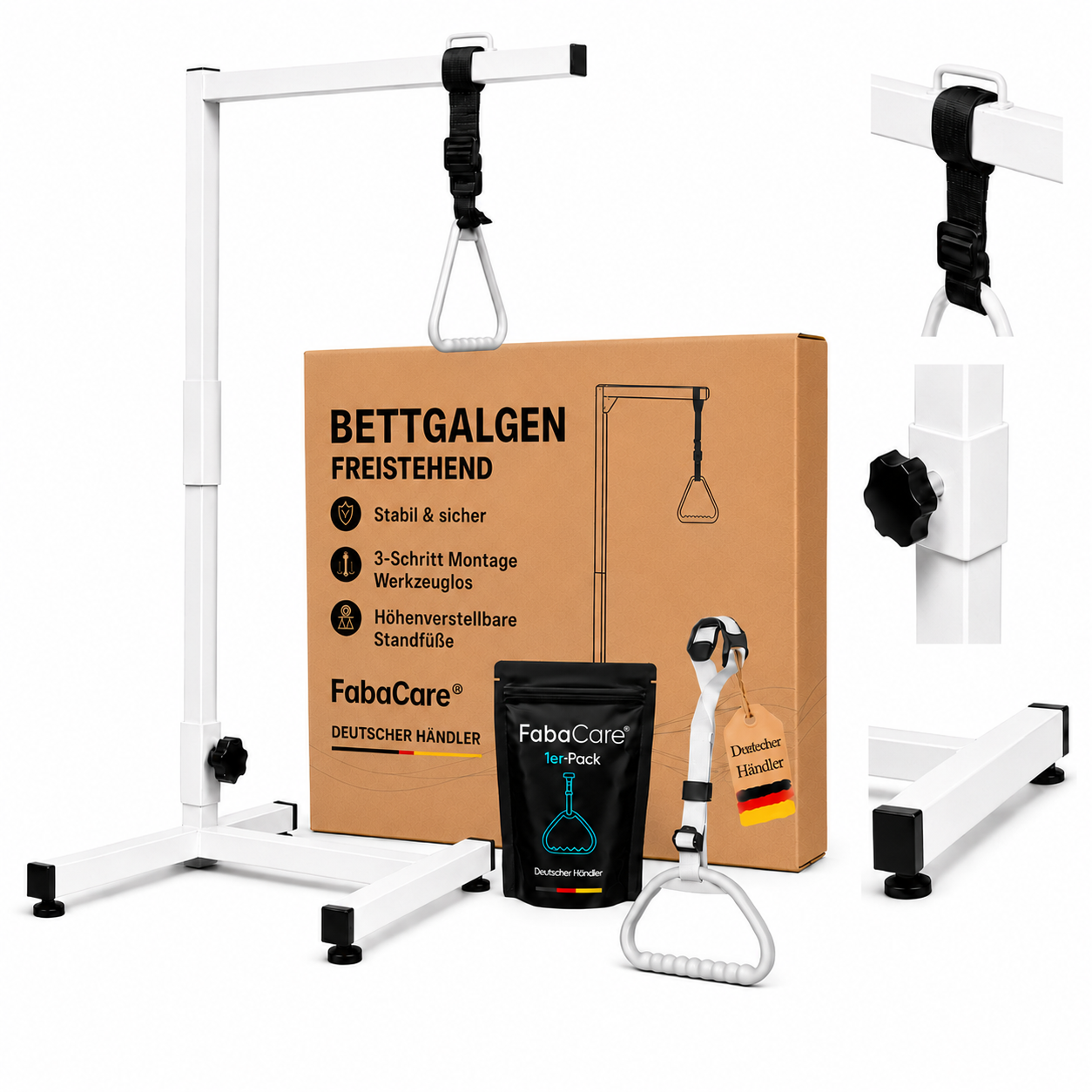 Rehaforum Bettaufrichter, freistehende Aufstehhilfe für das Bett mit Rolko Griff