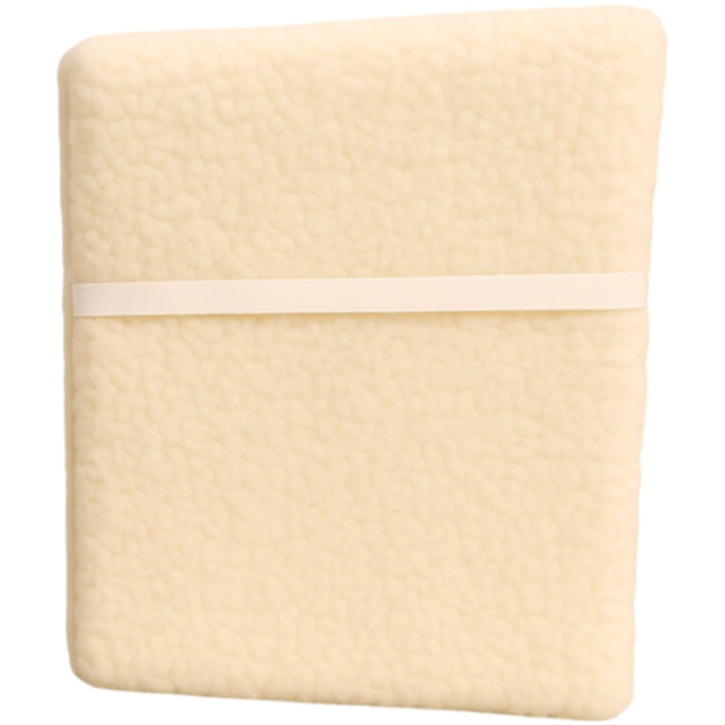 Rollstuhlsitzpolster aus echter Schurwolle, Sitzkissen mit Rücklehne und zwei Armauflagenschoner für Rollstühle, Farbe: natur, Schurwoll-Rollstuhl-Set