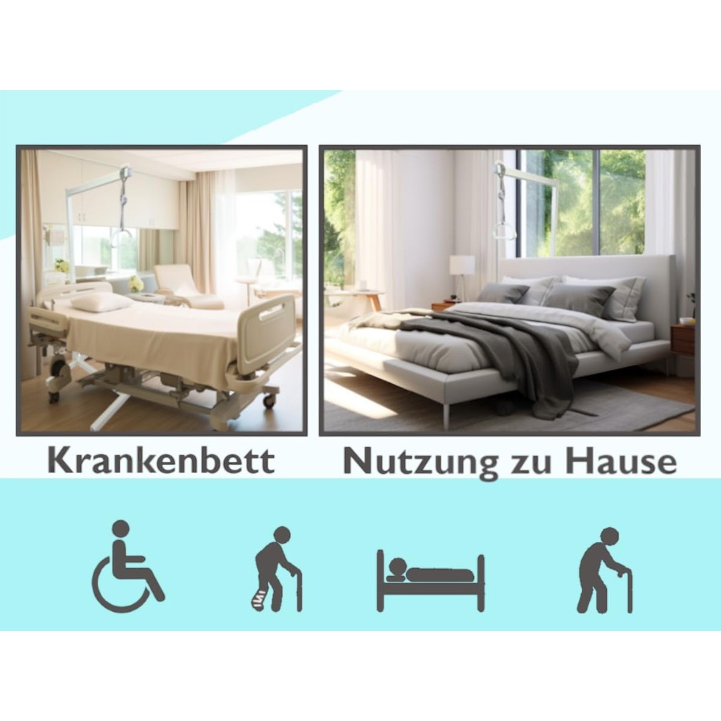 Rehaforum Bettaufrichter, freistehende Aufstehhilfe für das Bett mit Rolko Griff