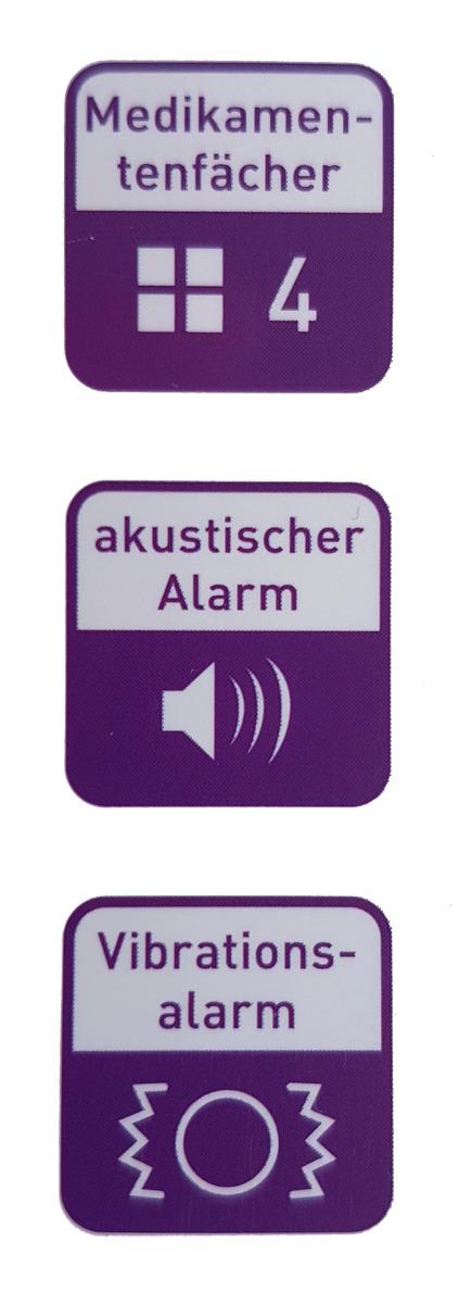 Tablettenbox Scala Vergiss Nix mit Vibrationsalarm 4 Fächer
