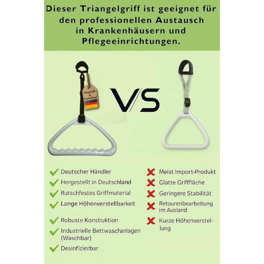 Bettgalgengriff Schwerlast, Trapezgriff, Griff für Bettgalgen bis 150 kg 2x Bettgalgengriff Schwerlast, bis 150 kg (Doppelpack)