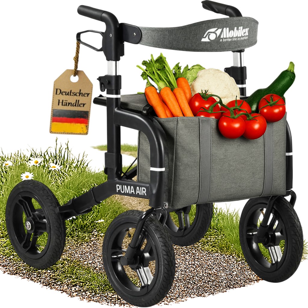 Outdoor Rollator Mobilex Puma Air mit Luftbereifung Leichtgewichtrollator fürs Gelände
