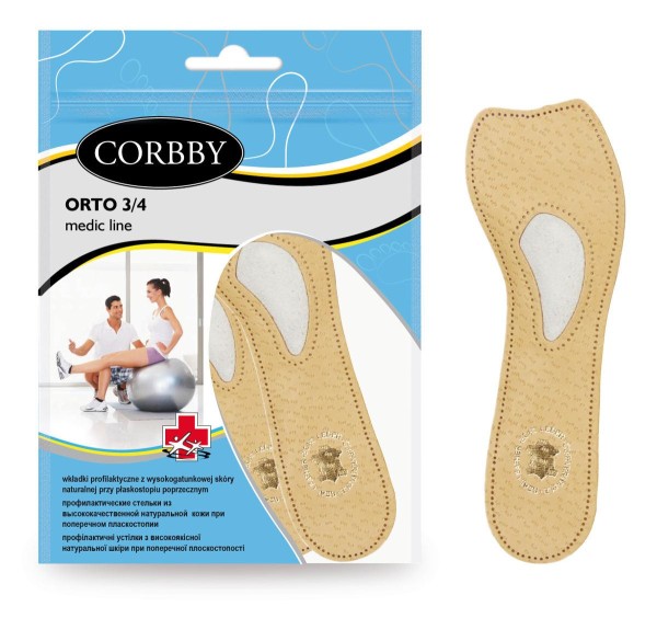 Corbby Orto 3/4 Schuheinlagen Orthopädisch Leder 1 Paar