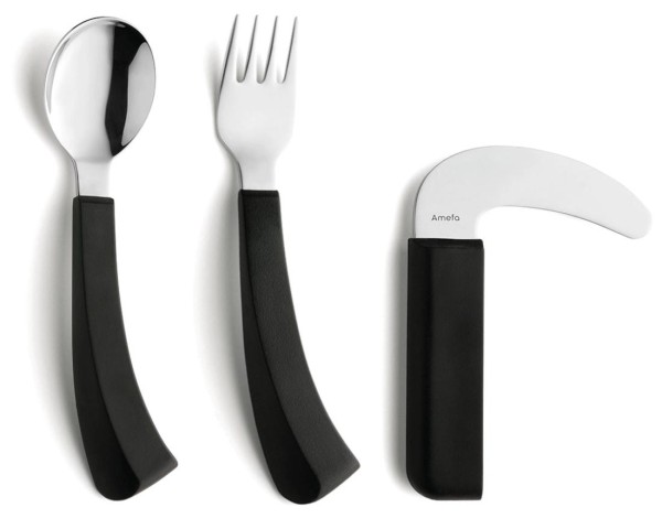 Amefa Löffel und Gabel Messer Set für Senioren - Art: Gebogen für Linkshänder